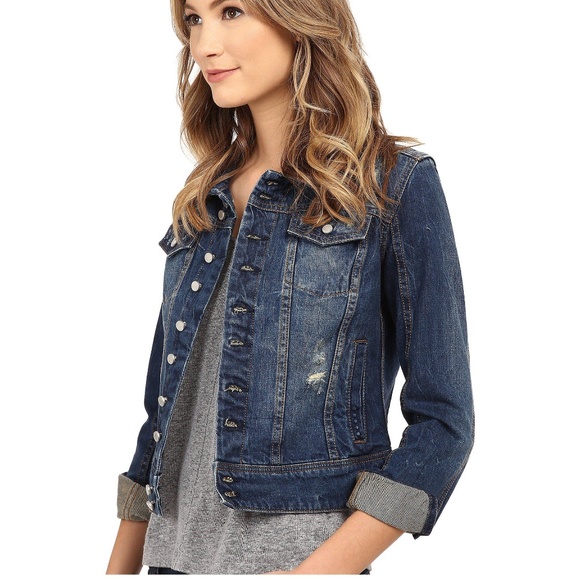 Blank NYC Distressed Jean Jacket Size Medium Blue Denim‎ Button Up Long Sleeve - Picture 3 of 16